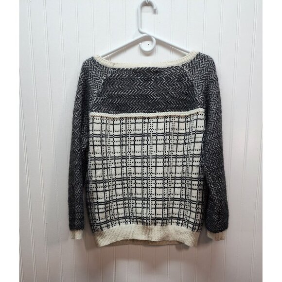 Ann Taylor Loft sweater Black and White Fuzzy  Size Large - Picture 5 of 9